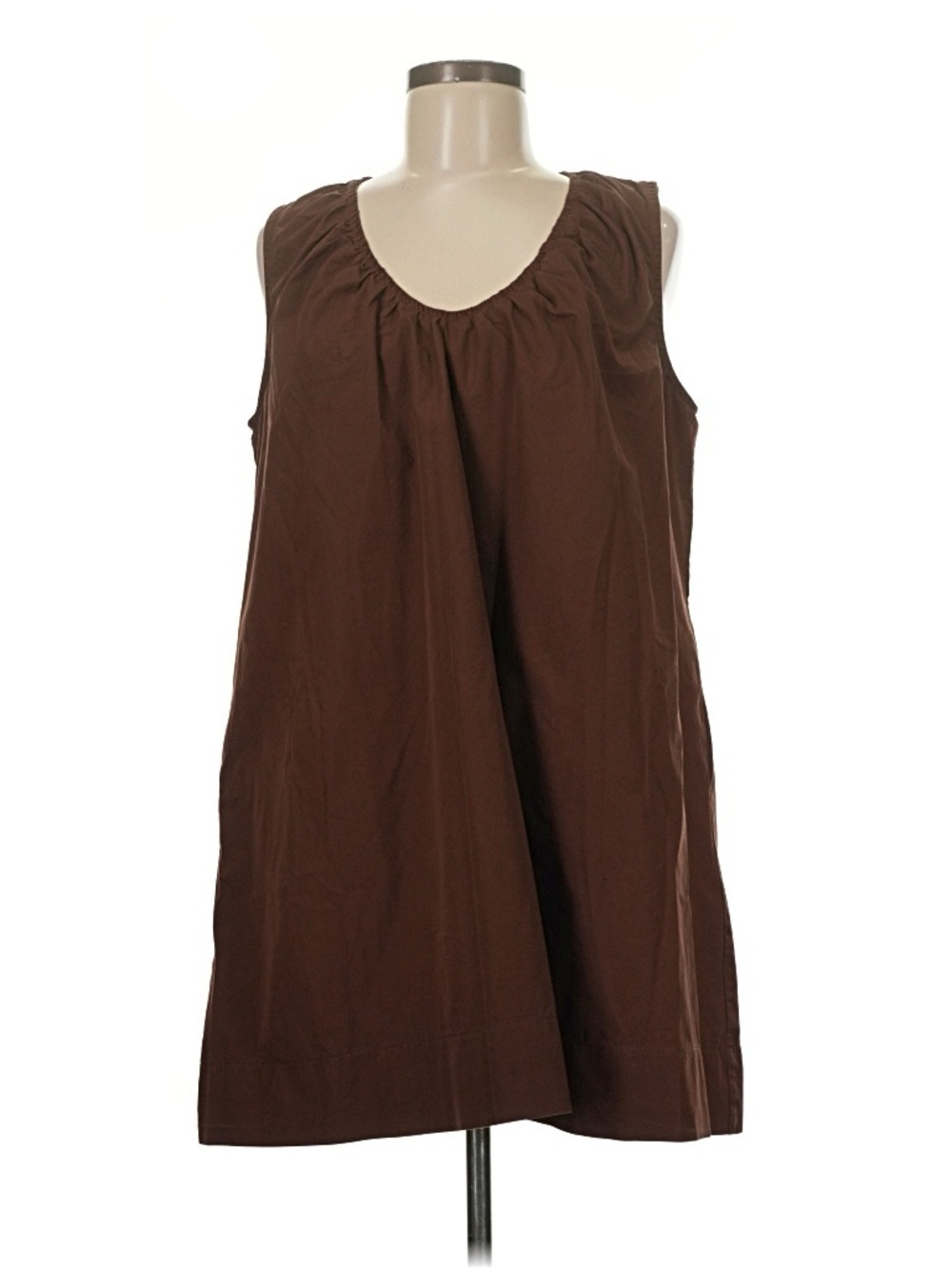 Oversized Sleeveless A-Line Shift Dress - Brown